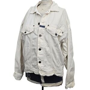 INTAGE L.A. Gear Oversized‎ Trucker Jacket White Denim 90s Boxy Fit 44" XL
